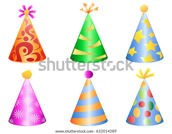 Colorful Party Hat Icons Stock Vector (Royalty Free) 632014289 ...