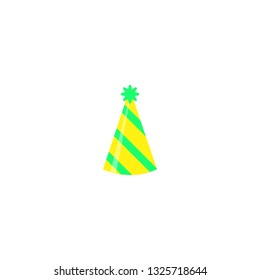 Colorful party hat isolated on white background. Accessory, symbol of the holiday. Birthday Colorful Cap vector illustration.