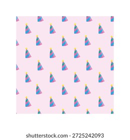 Sombrero de fiesta colorido sin fisuras patrón de Vector de fondo de cumpleaños plano