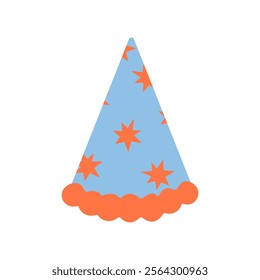 Colorful party hat with star patterns for festive celebrations and events