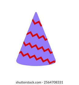 Colorful party hat with zigzag patterns for festive celebrations and occasions