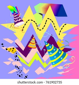 Colorful party hats for kids Birthday  Party. illustration 