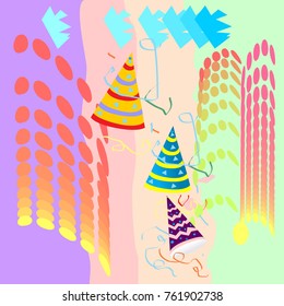 Colorful party hats for kids Birthday  Party. illustration 