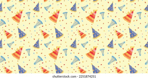 Colorful party hats on light background