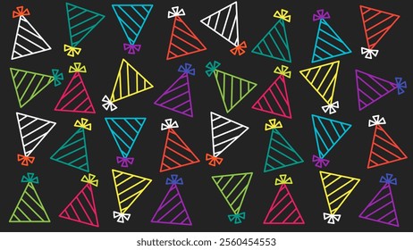 Colorful Party Hats Pattern. Geometric art background. 