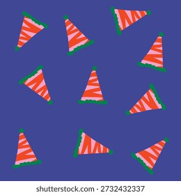 Patrón sin fisuras de sombreros de fiesta coloridos sobre fondo azul
