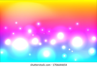Colorful Party Light bokeh background. Soft blur pink light effect wallpaper. Abstract background bokeh blurred. Shiny bokeh light effect. Vector illustration.