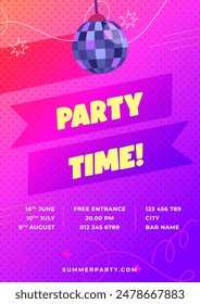 Colorful Party Time Poster. Vector illustration