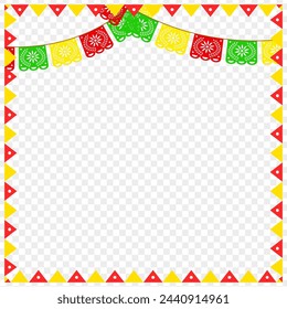 Colorful party triangles on transparent background