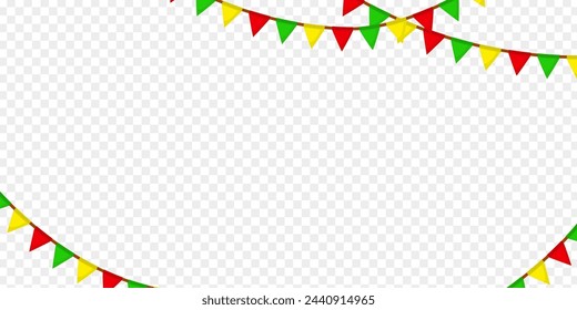Colorful party triangles on transparent background