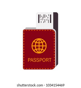 Colorful passport icon isolated on white. Travel icon. Money icon. Business icon. Vector illustration.