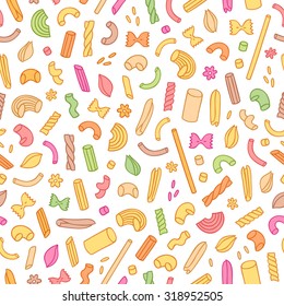 Colorful pasta vector seamless pattern