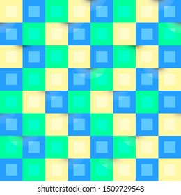 Colorful Pastel 3D Squares Mosaic Minimalist Seamless Pattern