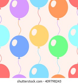 Colorful pastel balloons flat style seamless pattern, vector
