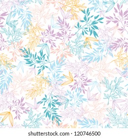 Colorful pastel branches seamless pattern background
