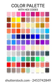 Colorful pastel color palette with hex codes for planner design or kids illustration