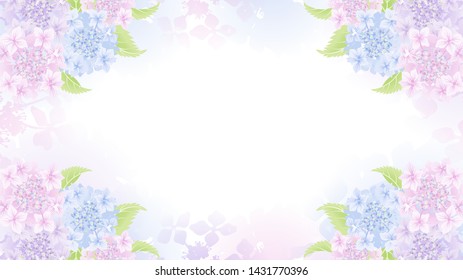 Colorful pastel colored Hydrangea flower frame background