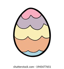 Farbige Pastelltöne Ostereier auf weißer Silhouette. Handgezeichneter Cartoon-Stil, Dekoration für jedes Design. Vektorgrafik von Kind und Urlaub. 