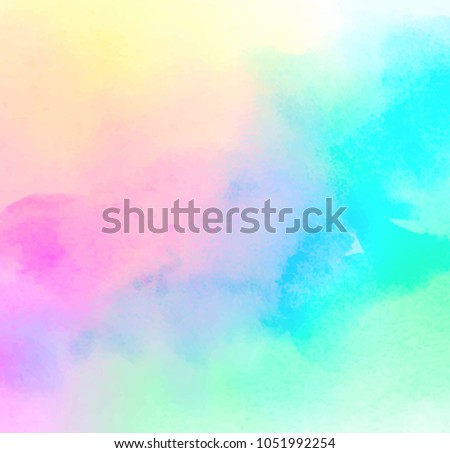 Colorful pastel drawing paper texture vector bright banner, print. Watercolor abstract wet hand drawn violet blue green yellow color liquid dye card for greeting, poster, design, art wallpaper