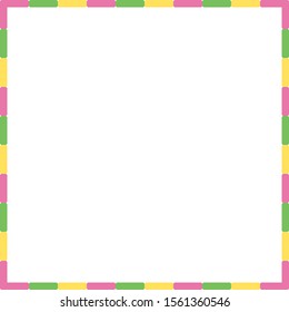 Colorful pastel frame, pink, yellow and green shade boundary. Vector flat background with simple and minimal concept.