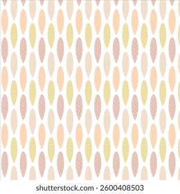 Colorful pastel leaf shaped elements spread on a white background seamless pattern