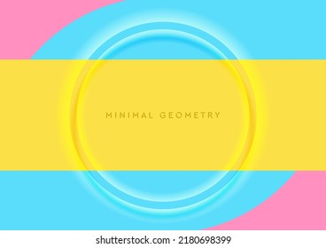 Colorful pastel minimal abstract background with glossy circle. Modern geometry vector design