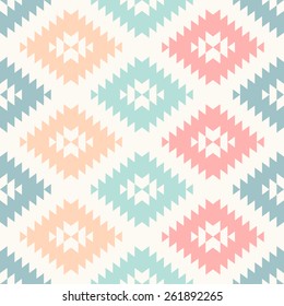 colorful pastel navajo geometric flat pattern. seamless vector background