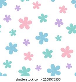 Colorful pastel pattern with flowers, vector repeating background