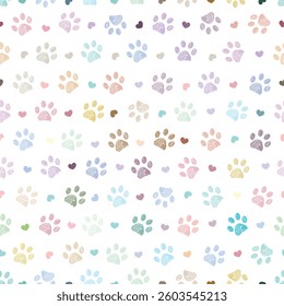 Colorful pastel paw prints seamless pattern