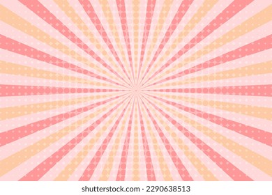 Colorful Pastel Pink Sunburst Pattern Abstract Background With Halftone. Ray. Radial. Multicolored. Vector Illustration