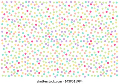 Colorful pastel polka dots vector on white background. Abstract wallpaper texture for web design or banner social media advertising. lovely sweet backdrop