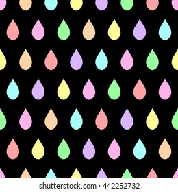 Colorful Pastel Rain Black Background Vector Illustration