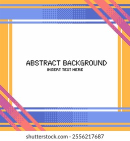 Colorful Pastel Ribbon Frame Template Background with White Border, Pixel Art Style Illustration