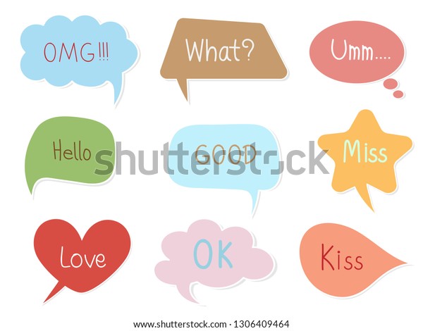 Colorful Pastel Speech Bubble Text On Stock Image Download Now