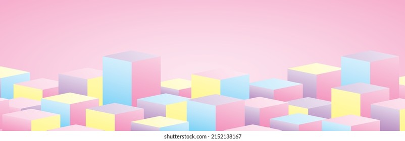 colorful pastel square product display podiums 3d illustration graphic vector for putting object on sweet pink background