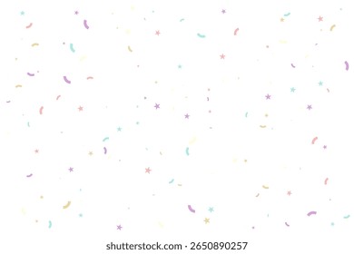 Colorful Pastel Summer Confetti Falling on White Background. Festive Celebration Design. Vector Illustration