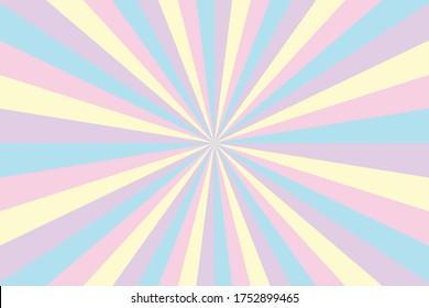 Colorful pastel sunburst abstract background, illustration, wallpaper, template. Wrap swirl stripes vintage style for montage, advertising your business, project or product. Star burst holiday-vector