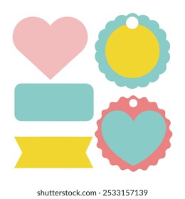 Colorful Pastel Tags Vector Set for Crafting and Gift Labels