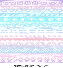 colorful pastel tribal Navajo pattern. fresh summer aztec geometric print. ethnic hipster backdrop. hand drawn 