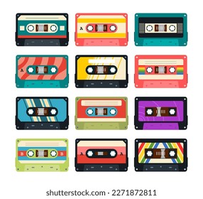 Colorful Pastel Vintage Retro Radio Cassette Cartoon with 1980s Style Vector Illustration