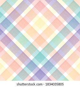 Colorful Pastel Watercolor Checkered Pattern.