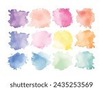 Colorful pastel watercolor splashes, paint blot