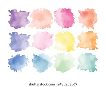 Colorful pastel watercolor splashes, paint blot