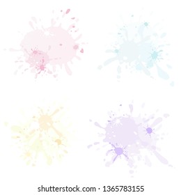 colorful pastel watercolor stain splash on white background isolated eps10 vector illustration