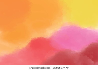 Colorful pastel watercolour paper texture background business card with space for text or image. Multicolor smudge watercolor painting orange red yellow gold pink. Trace splash artistic drawing canvas