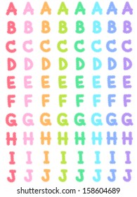 Colorful patchwork alphabet with hand written. Kids style