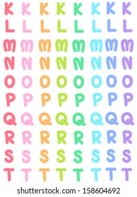 Colorful patchwork alphabet with hand written. Kids style
