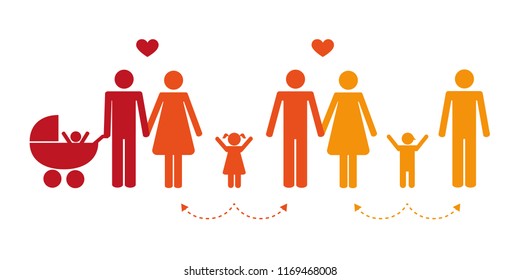 Colorful Patchwork Family Concept Pictogram Vector Illustration