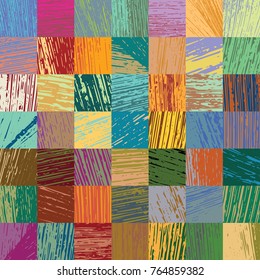 Colorful patchwork made up of 49 different palm leaf based organic pattern rectangles