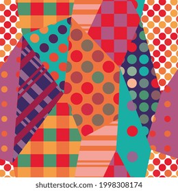 Colorful patchwork pattern. Seamless vector design. Bright print for fabric.